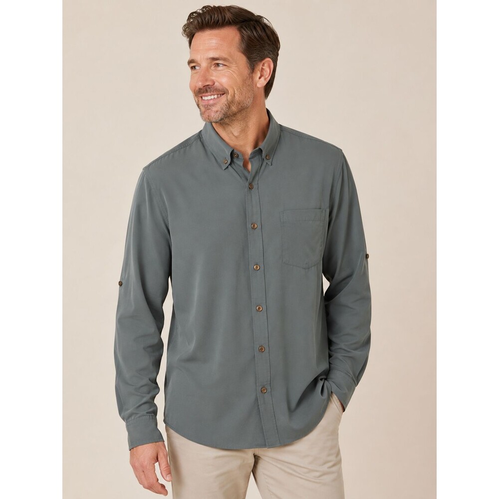 Coolibar Aricia Men’s Long Sleeve Sun Shirt 3Ddri Lightweight UPF 50+ M Green